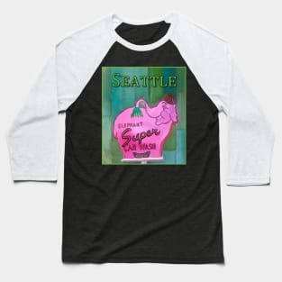 Pink Elephant Neon Sign in Seattle - Welshdesigns Baseball T-Shirt